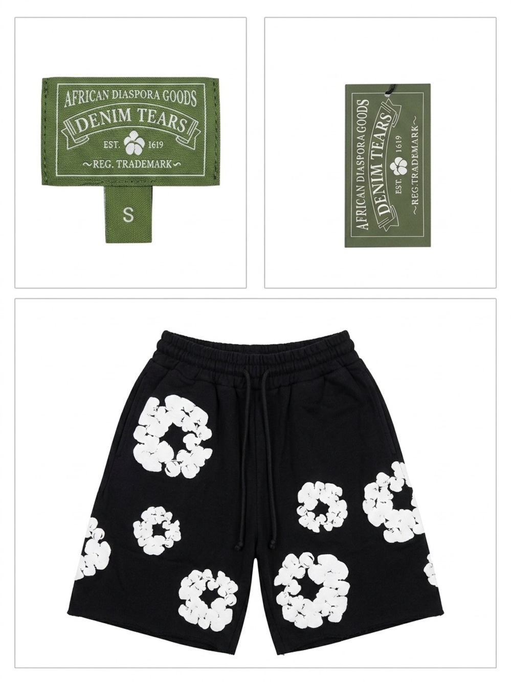 Denim Tears Black Floral Graphic Shorts